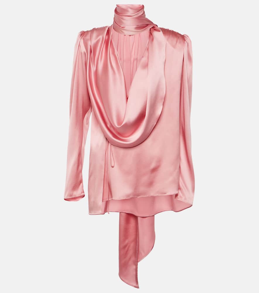 Cowl-neck silk blend top