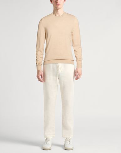 Man Sweater Cream Size 40 Super 140s Wool