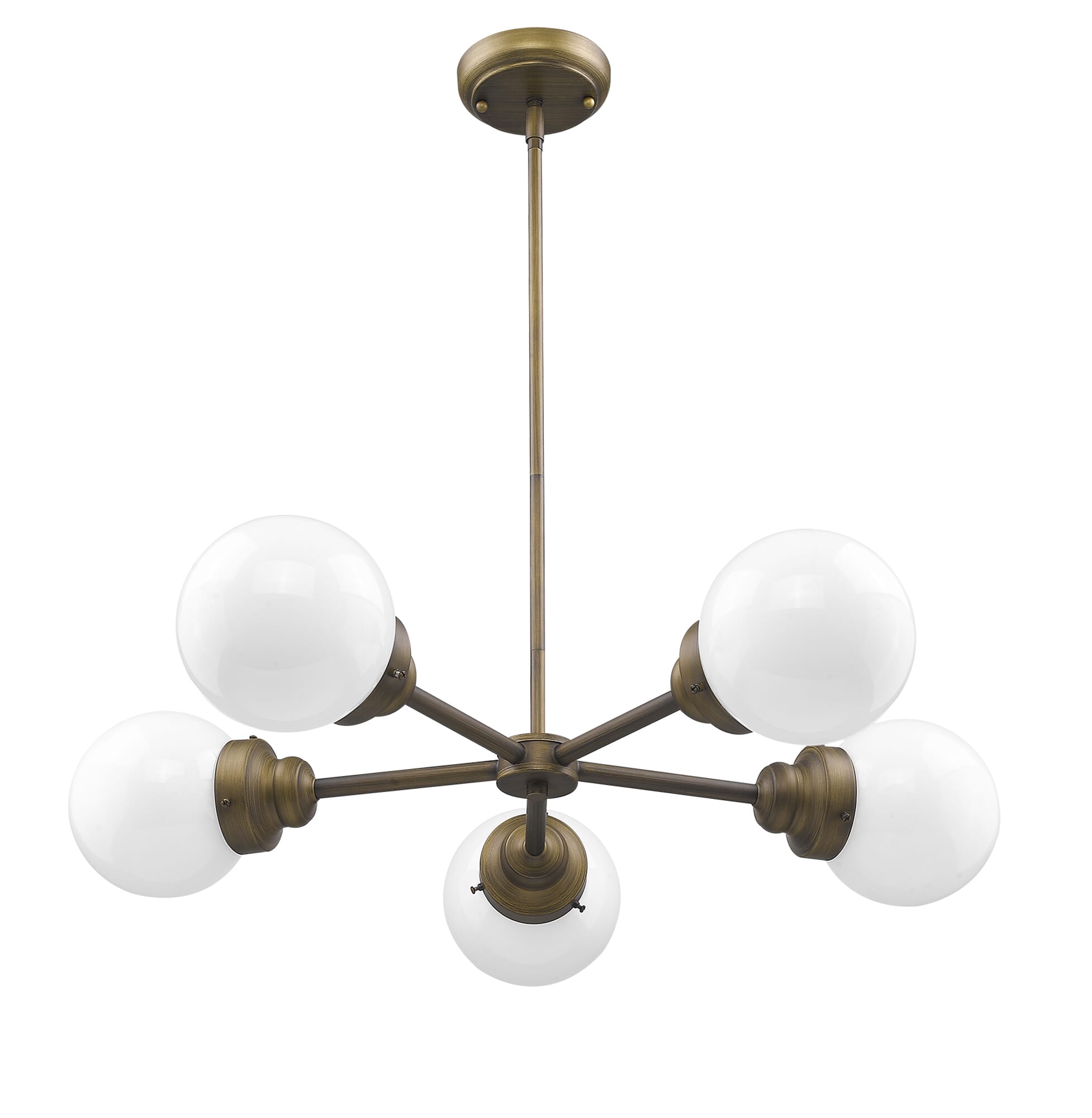 Raw Brass Five Light Chandelier from the Portsmith Collection