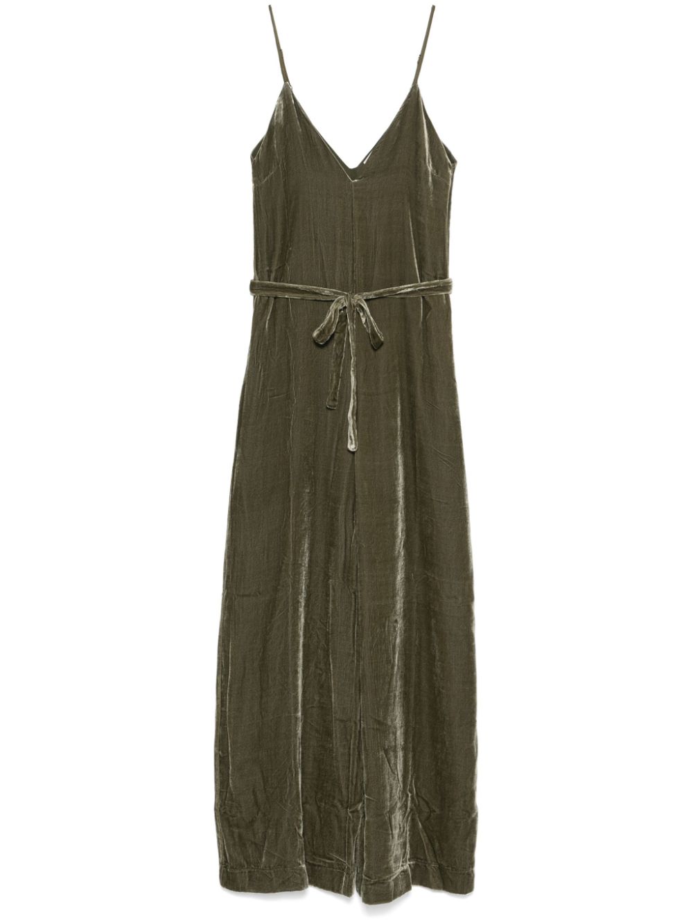 Velvet V-neck jumpsuit - G26 BLACK