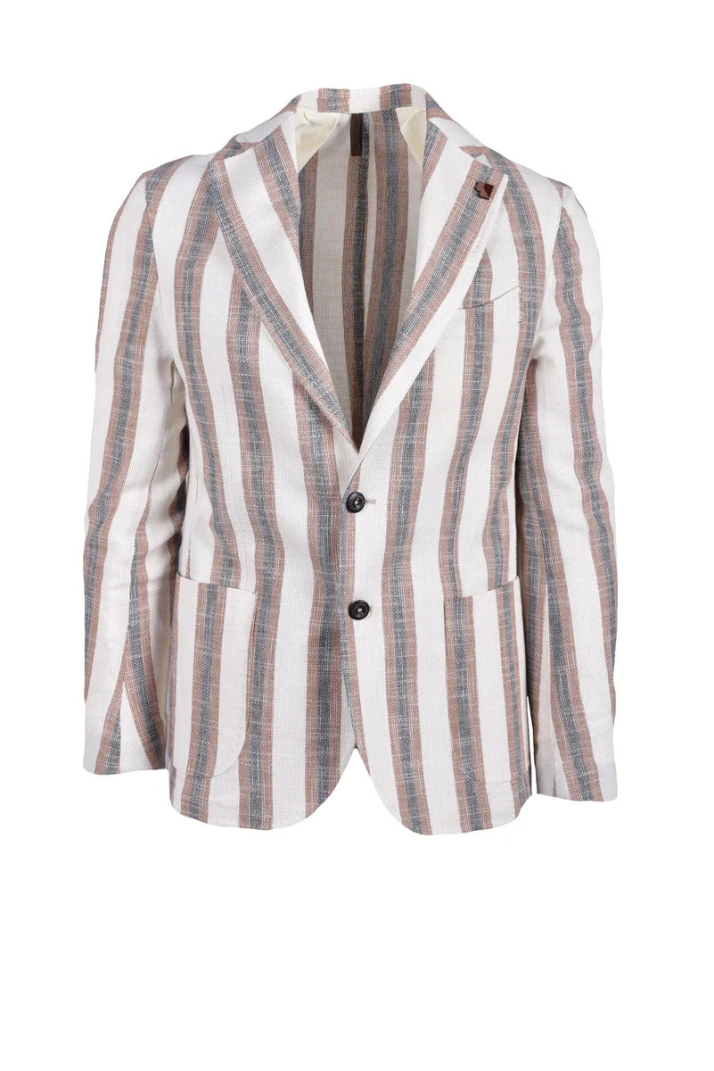 White and Blue Vertical Striped Jacket