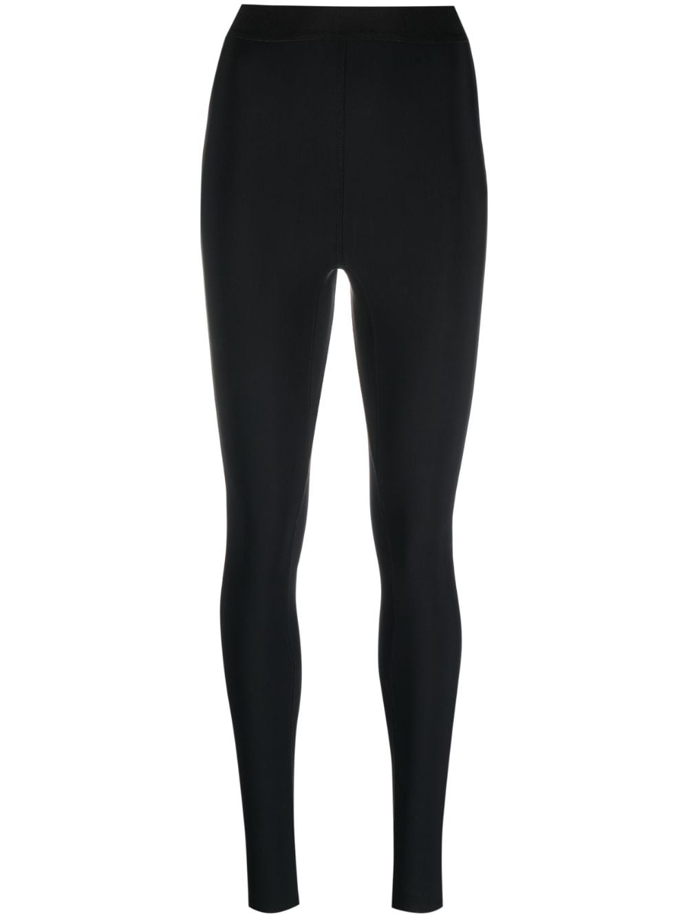 High-Waist Zipped Leggings — Black