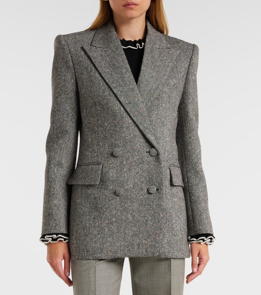 Double-breasted wool-blend blazer