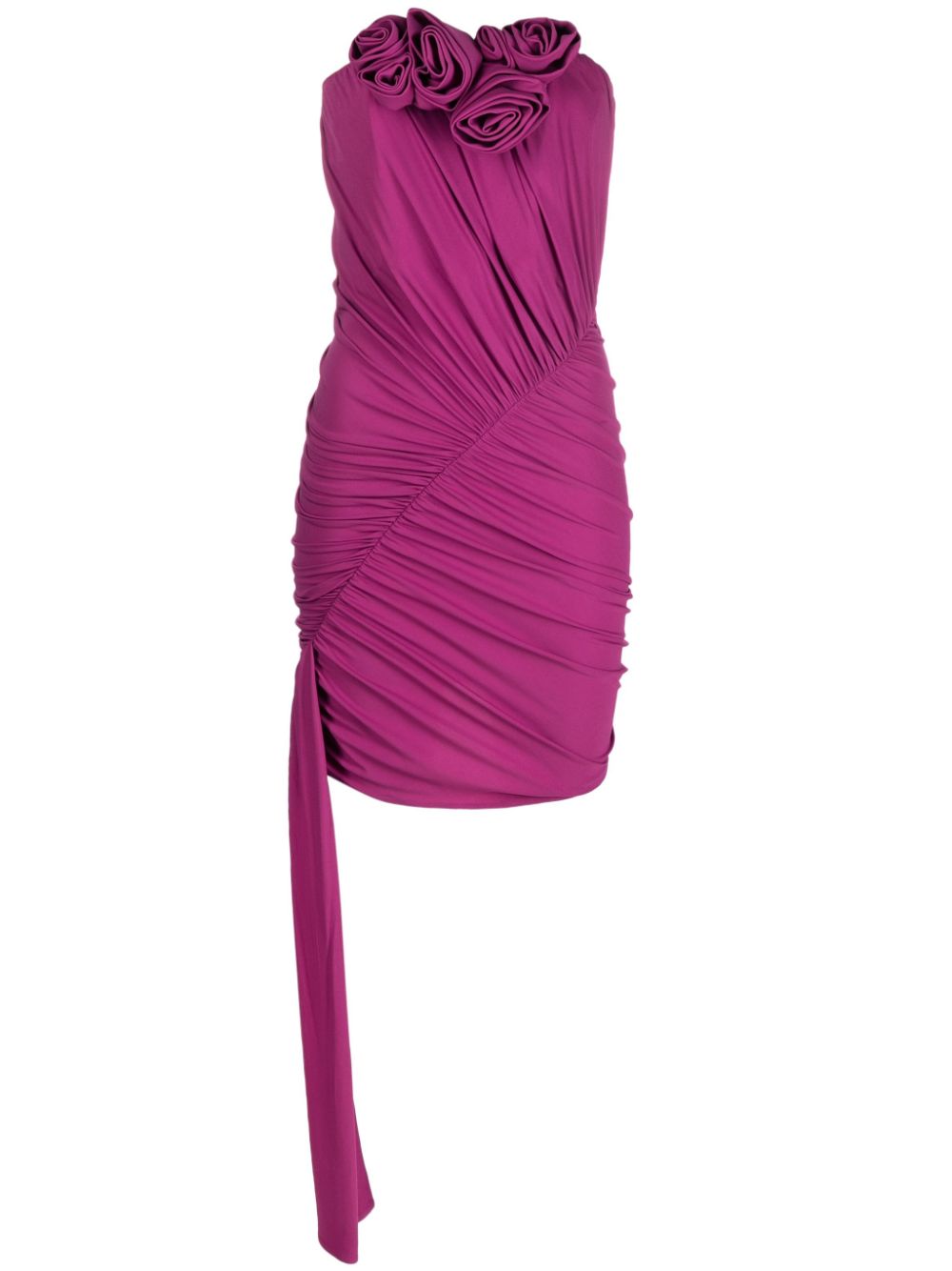 Floral appliqué strapless minidress - Purple