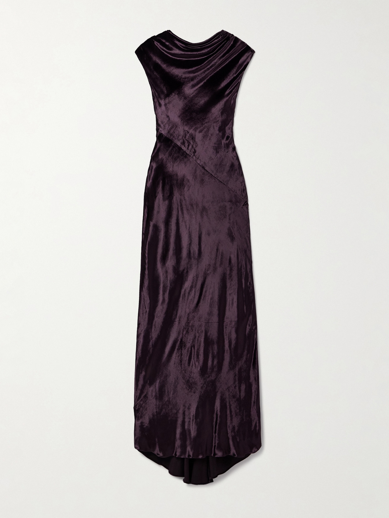 Back To You Open-back Draped Velvet Gown - Purple