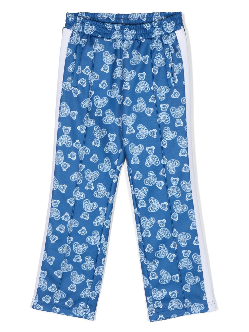 Bear-motif elasticated-waist trousers - Blue