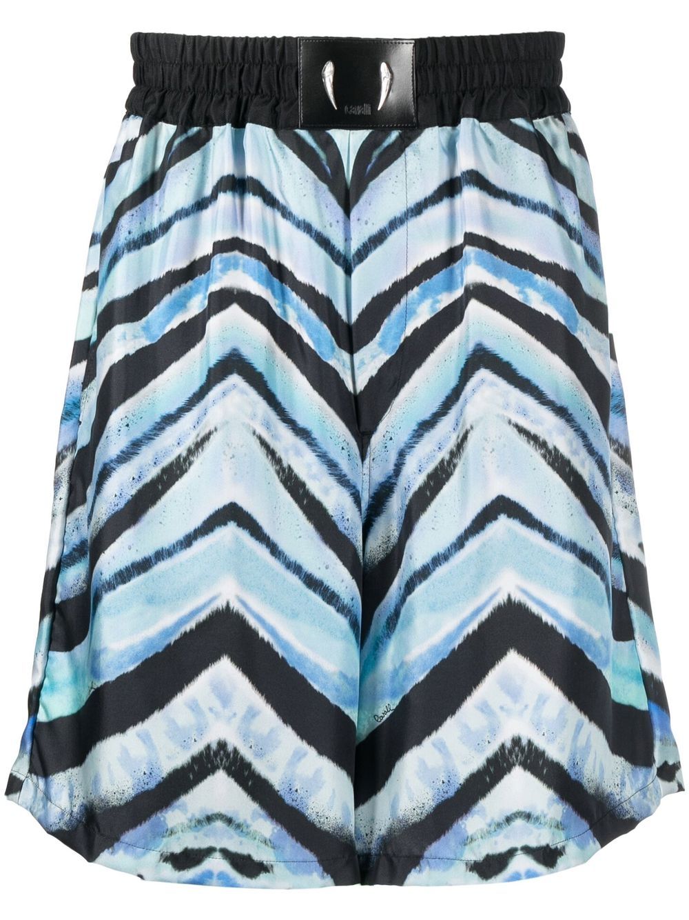Zebra print elasticated waistband shorts - Blue