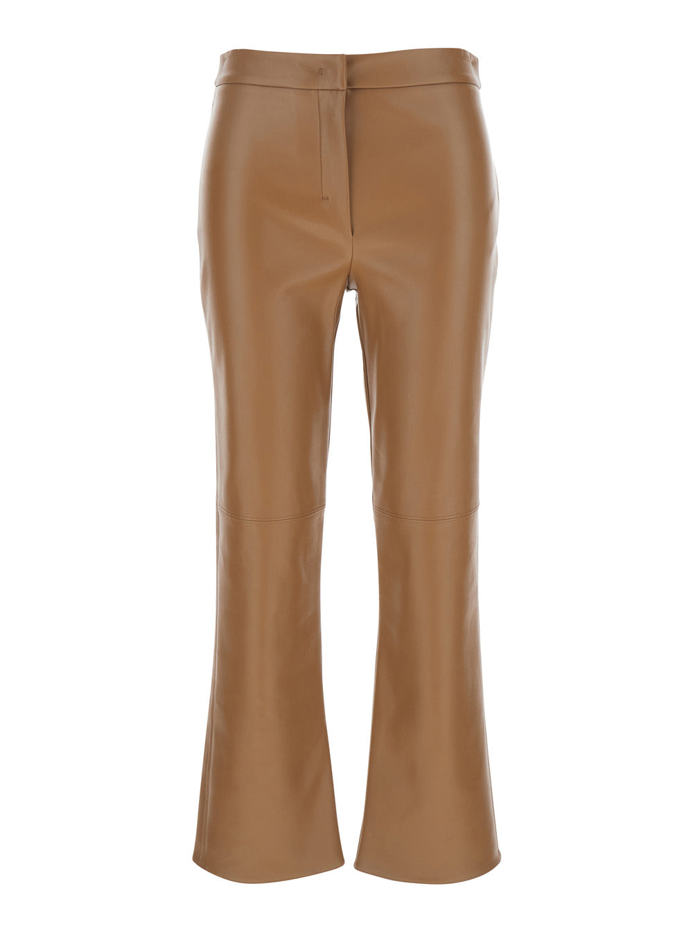 Flared Ecoleather Trousers — Brown