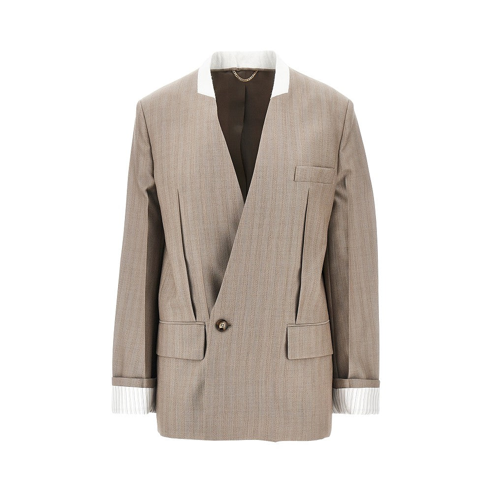 VICTORIA BECKHAM Collarless wool jacket Woman 8