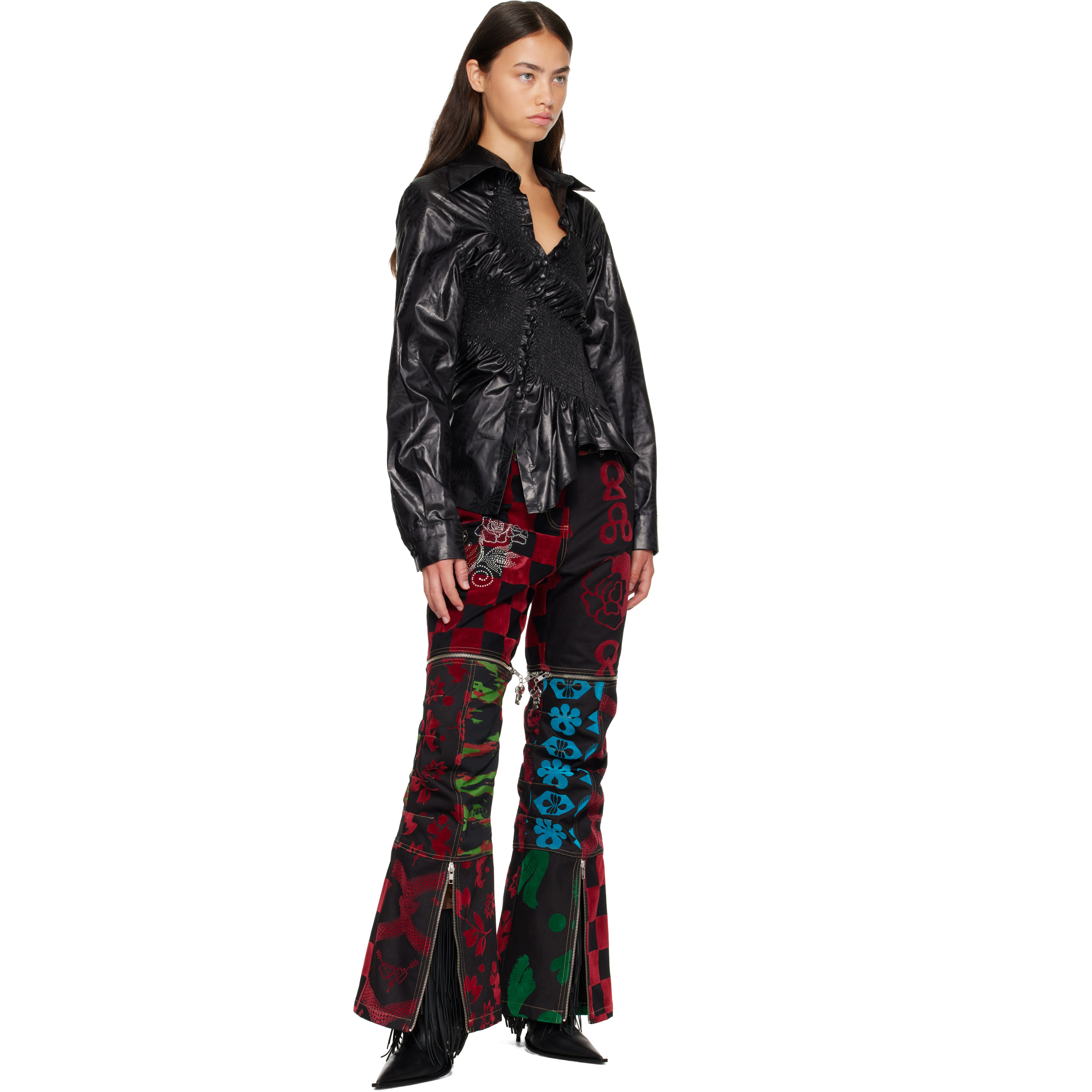Black Patchwork Bevo Jeans