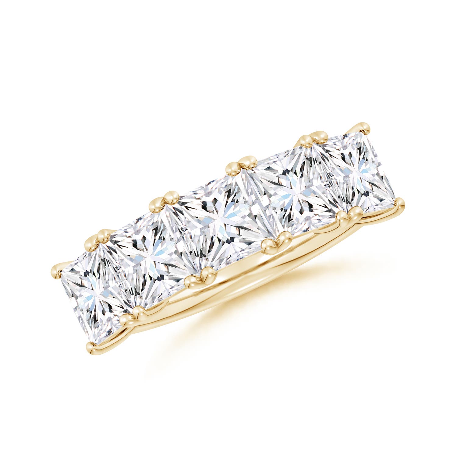 Angara 5.25 CTW Lab-Grown Princess-Cut Diamond Five Stone Classic Anniversary Ring in 14K Yellow Gold