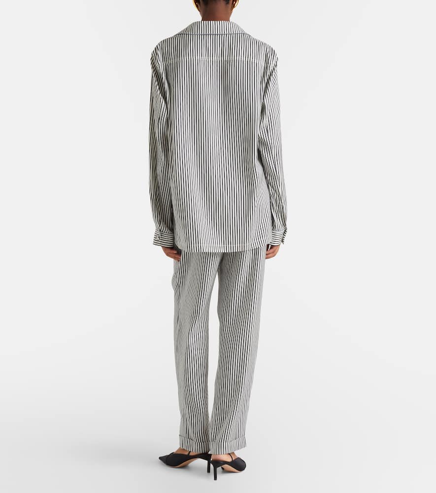 Striped silk straight pants
