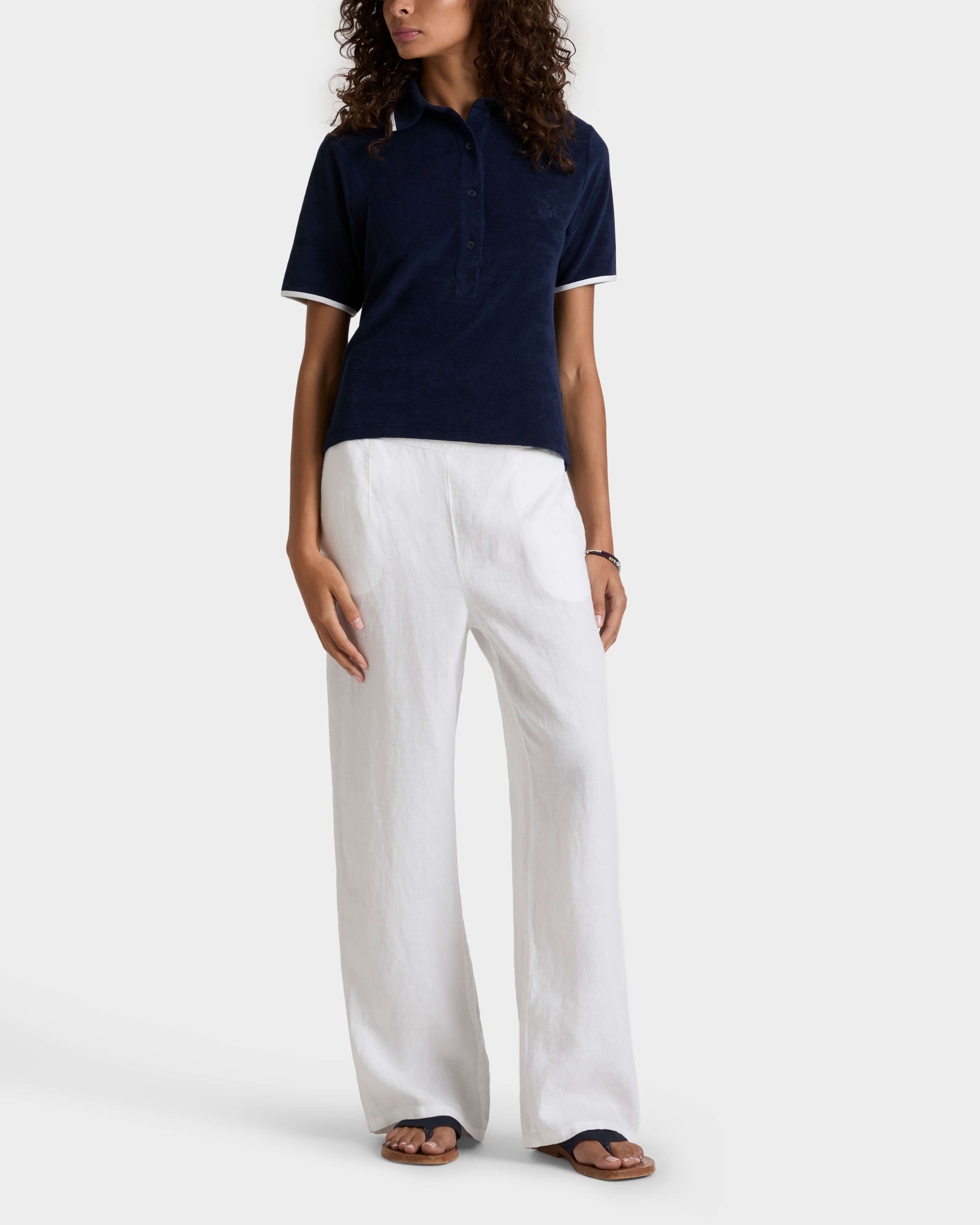 Women Linen Comfort Pants Solid - Pant - Louizon - White