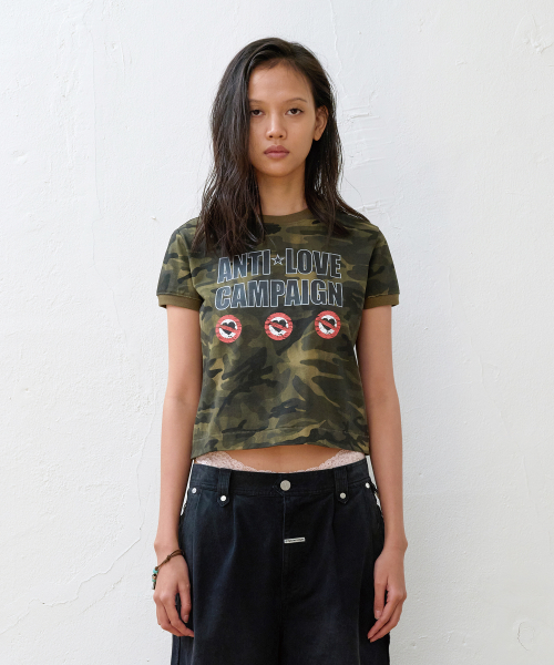 ANTI LOVE CAMO RINGER TEE KHAKI