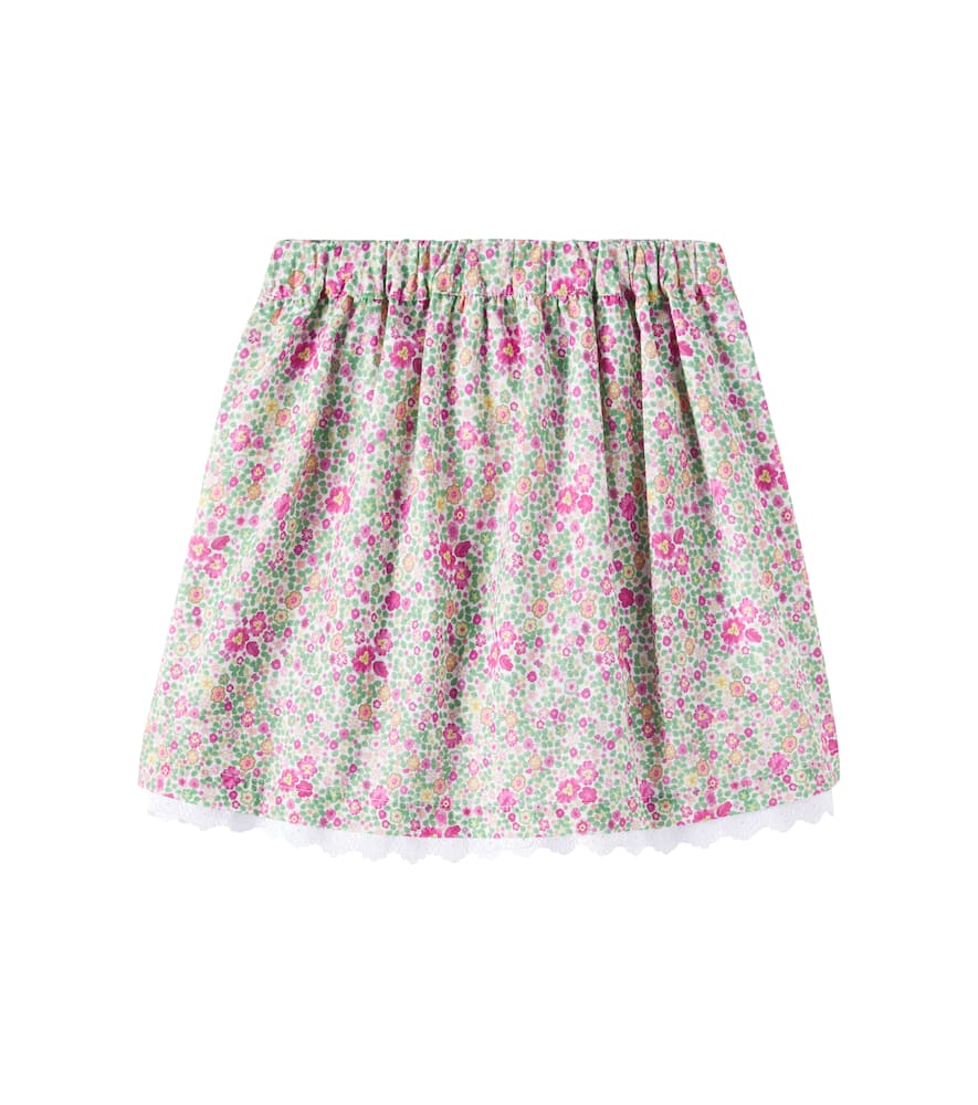 Luna lace-trimmed floral cotton skirt
