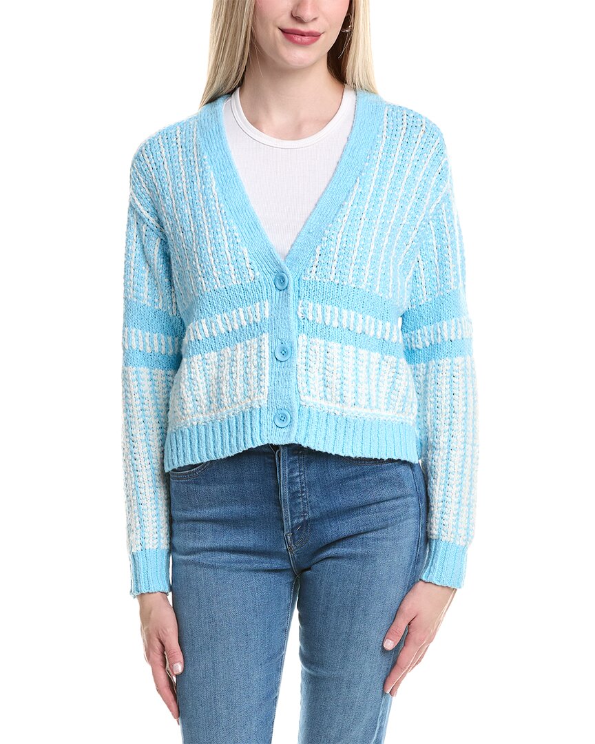Cotton by 2-Tone Jacquard Cropped V-Neck Cardigan