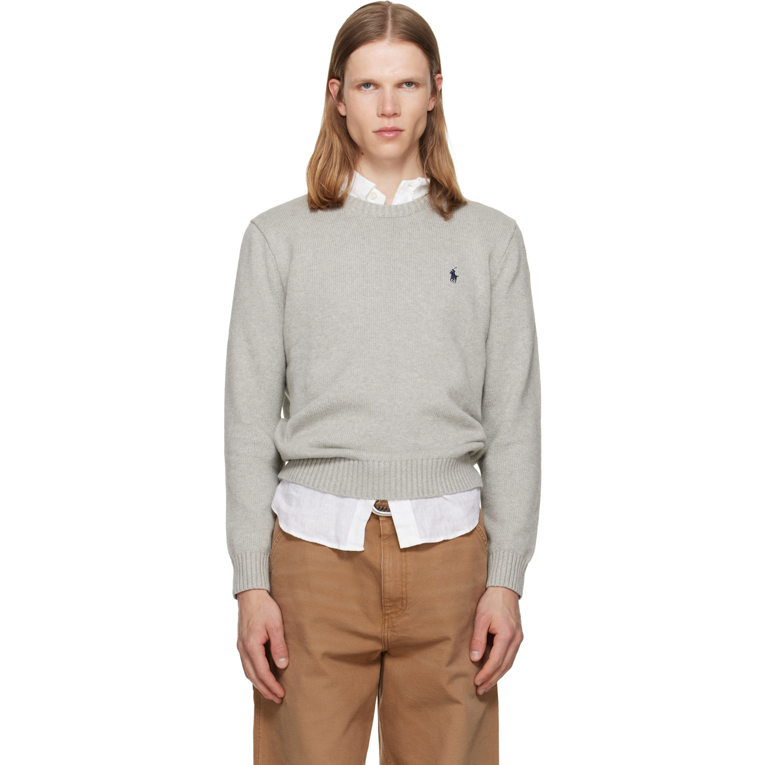 Gray Polo Long Sleeve Sweater