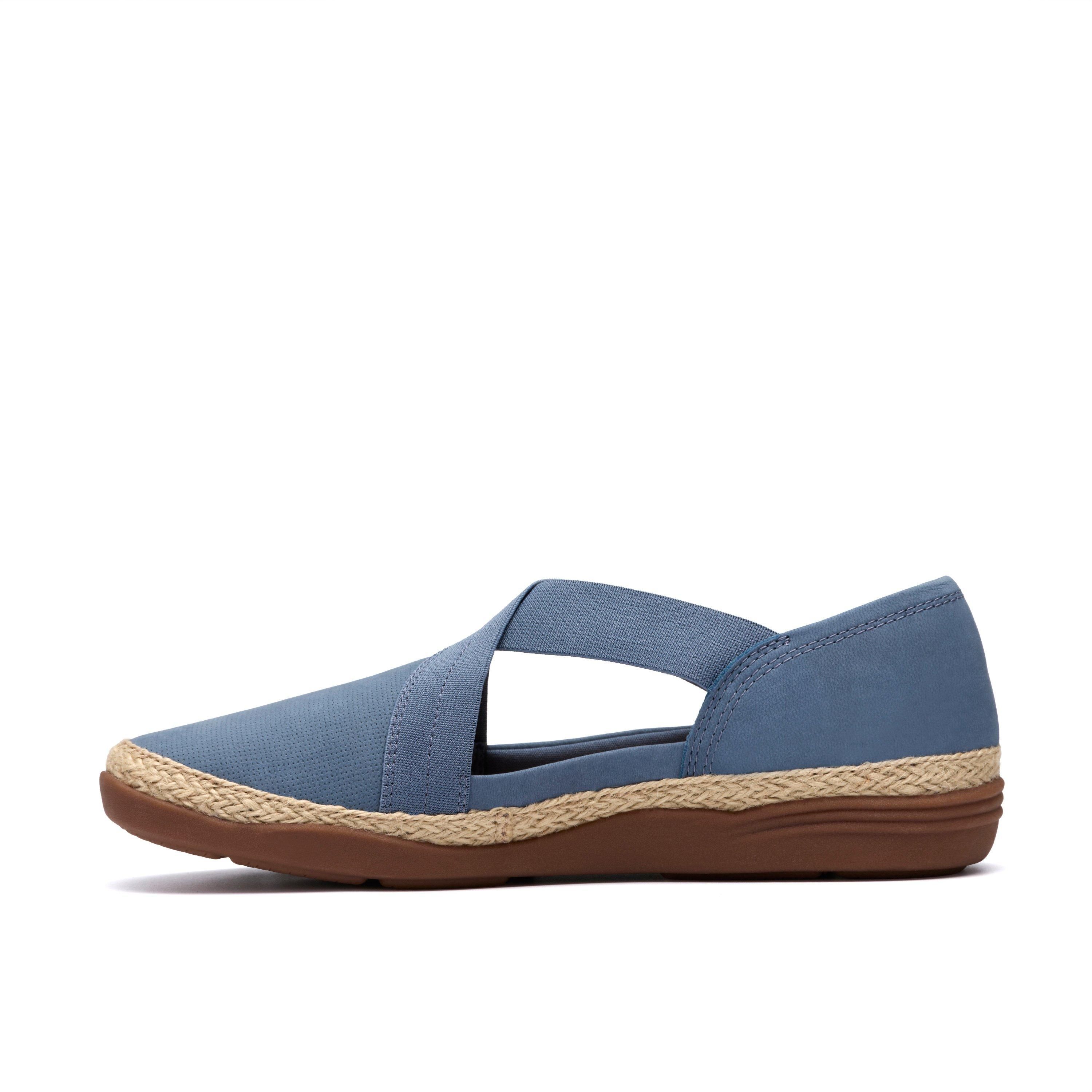 Clarks Women's Elaina Dusk Denim Blue Nubuck Slip Ons | : 5/Standard Fit