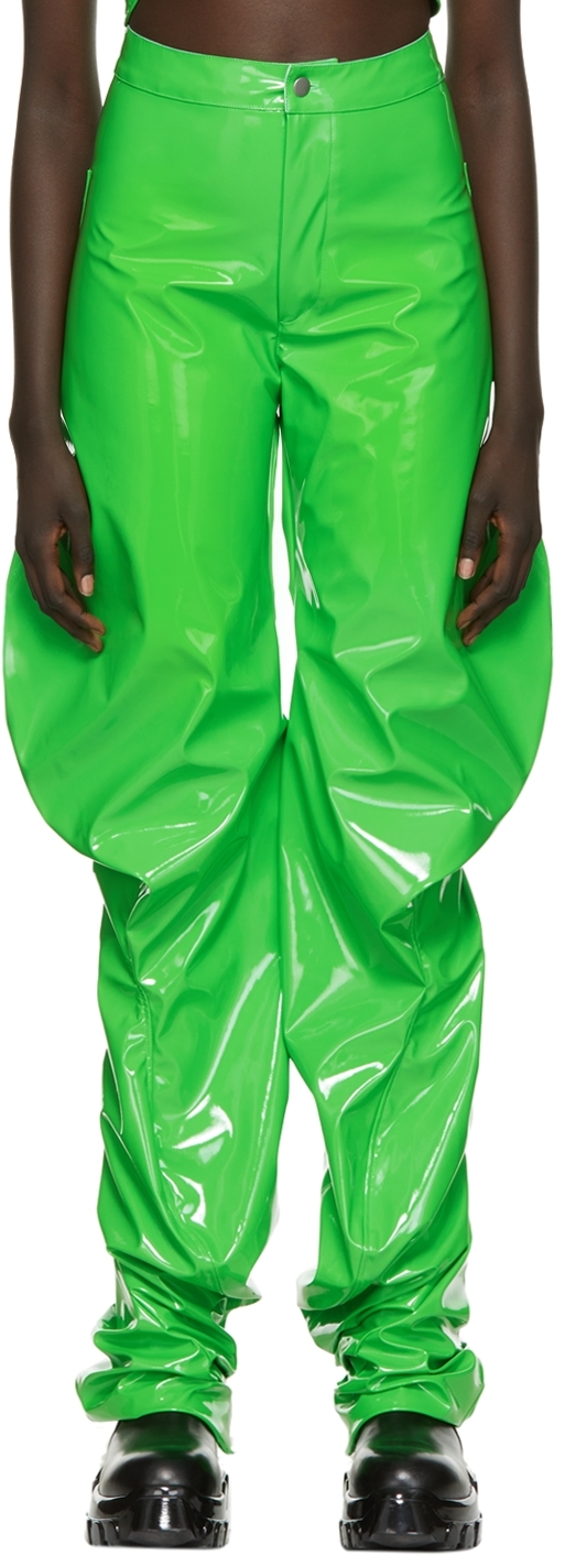 SSENSE Exclusive Green Swirly Oversized Slacks