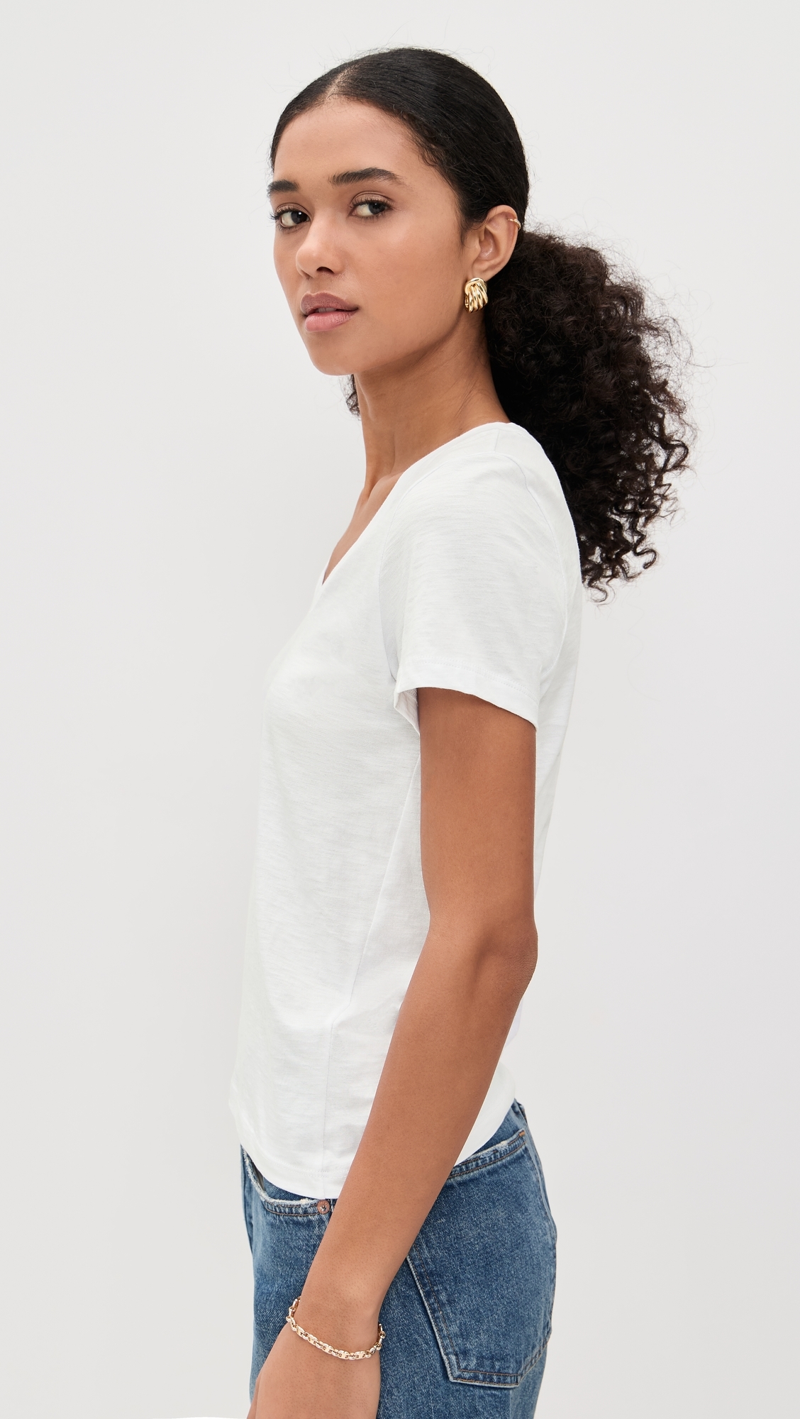 Relaxed V-Neck Tee White