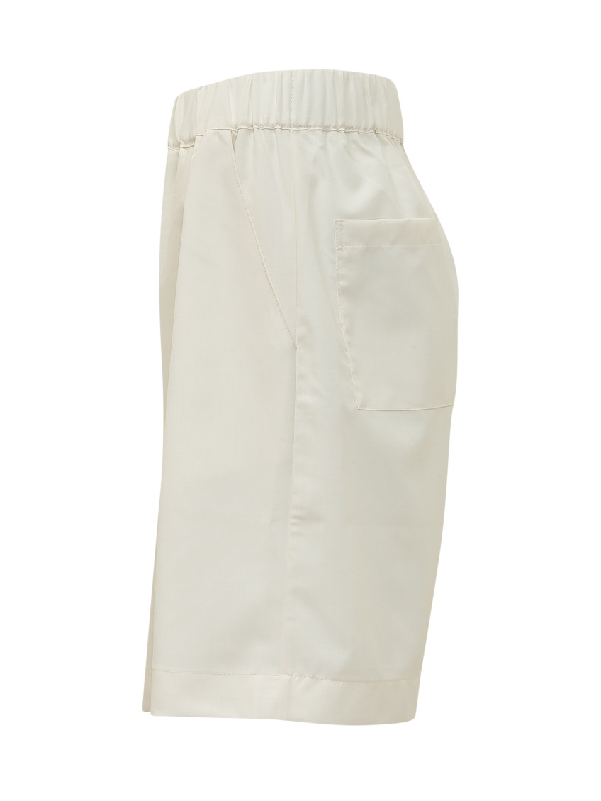 Beige Solid Shorts