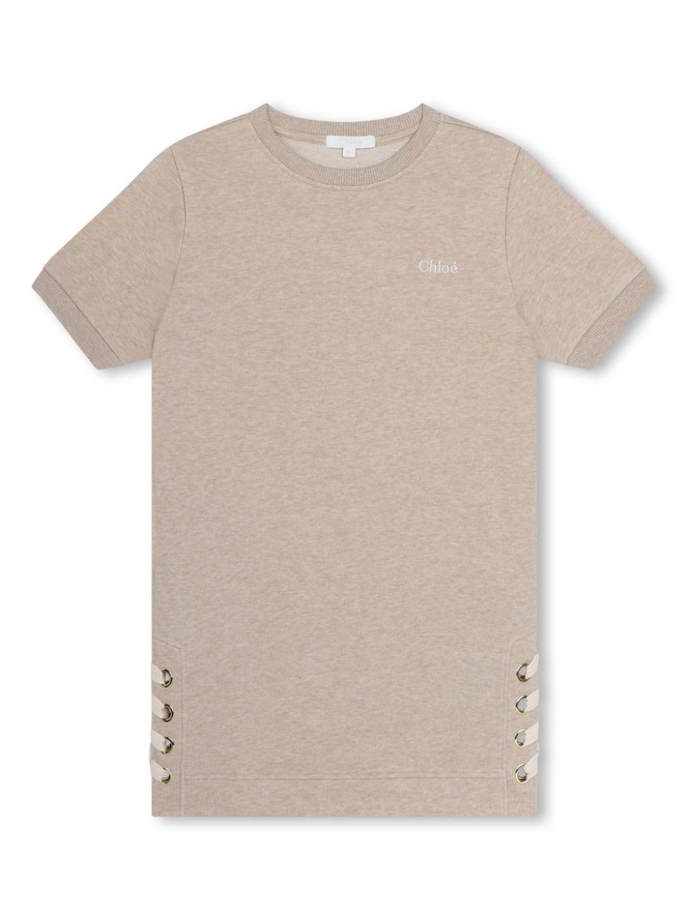 Lace-detail organic-cotton T-shirt - Neutrals