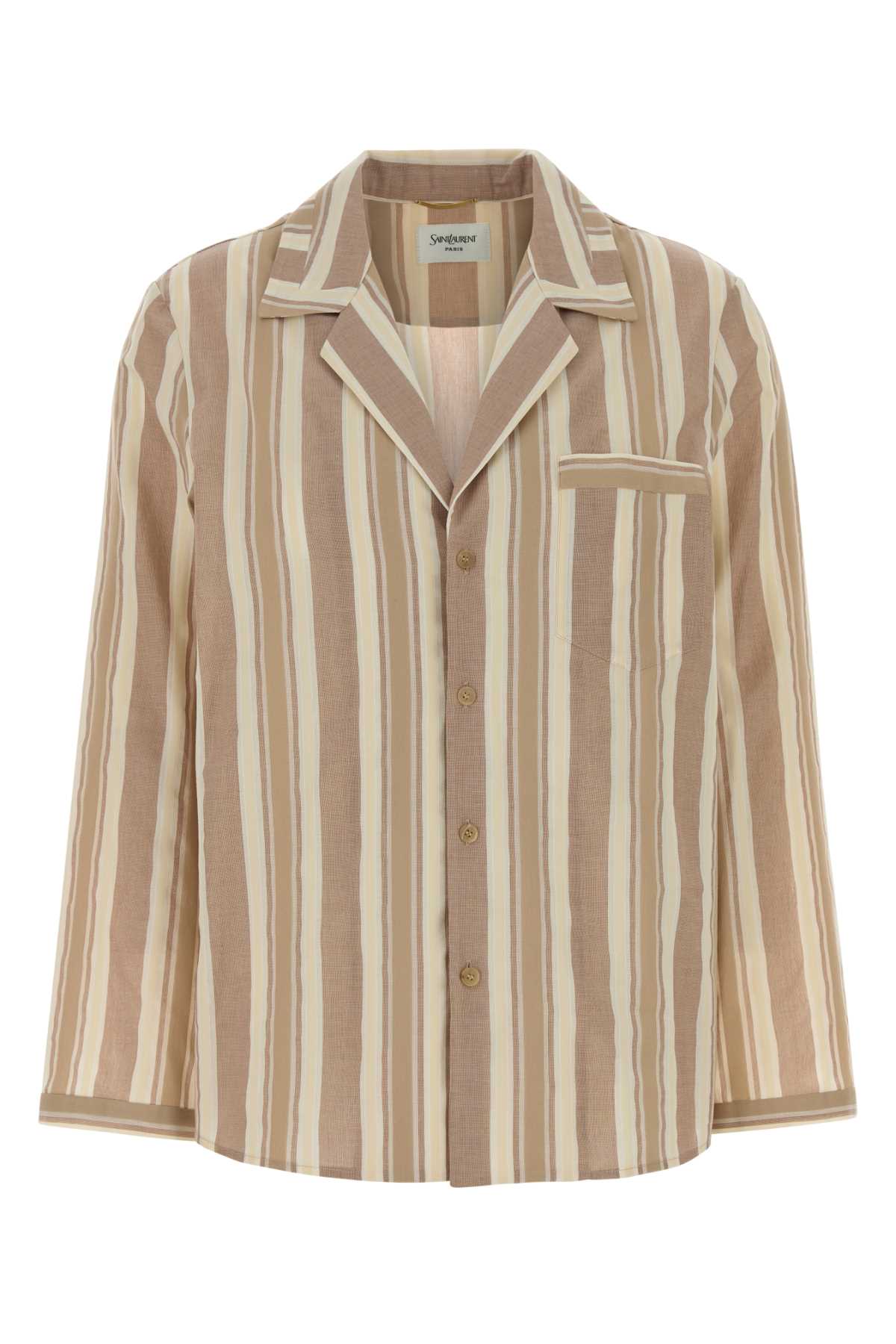 Striped Cotton Shirt — Beige