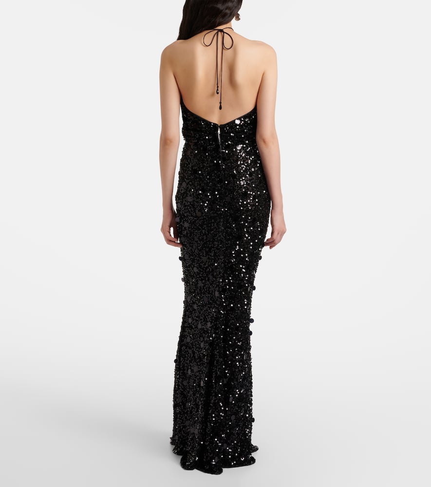 Sequined halterneck gown