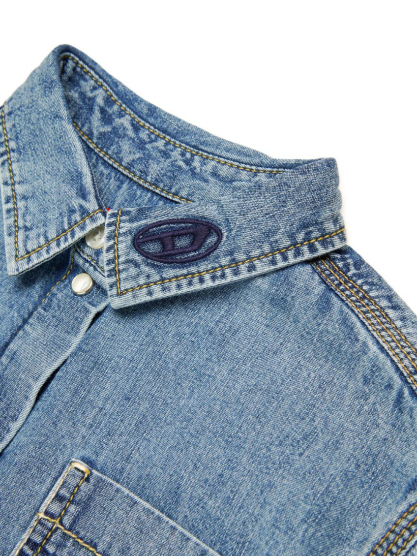 Girls Blue Cropped Shirt