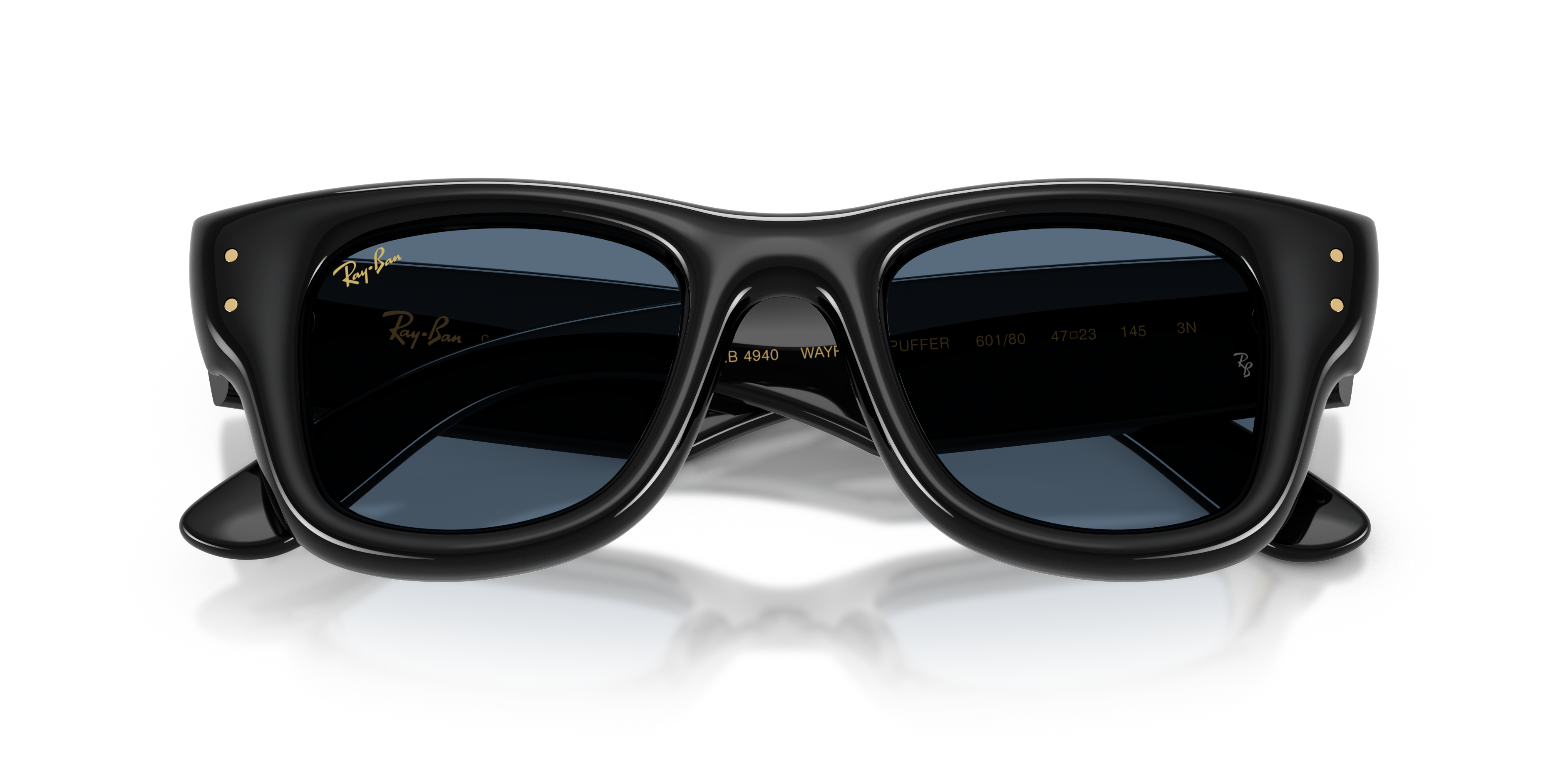 Ray - Ban Unisex Ray - Ban A$AP Rocky RB4940 WAYFARER PUFFER 601/80 Gafas de sol Nylon Negro Azul Cuadrada Norma