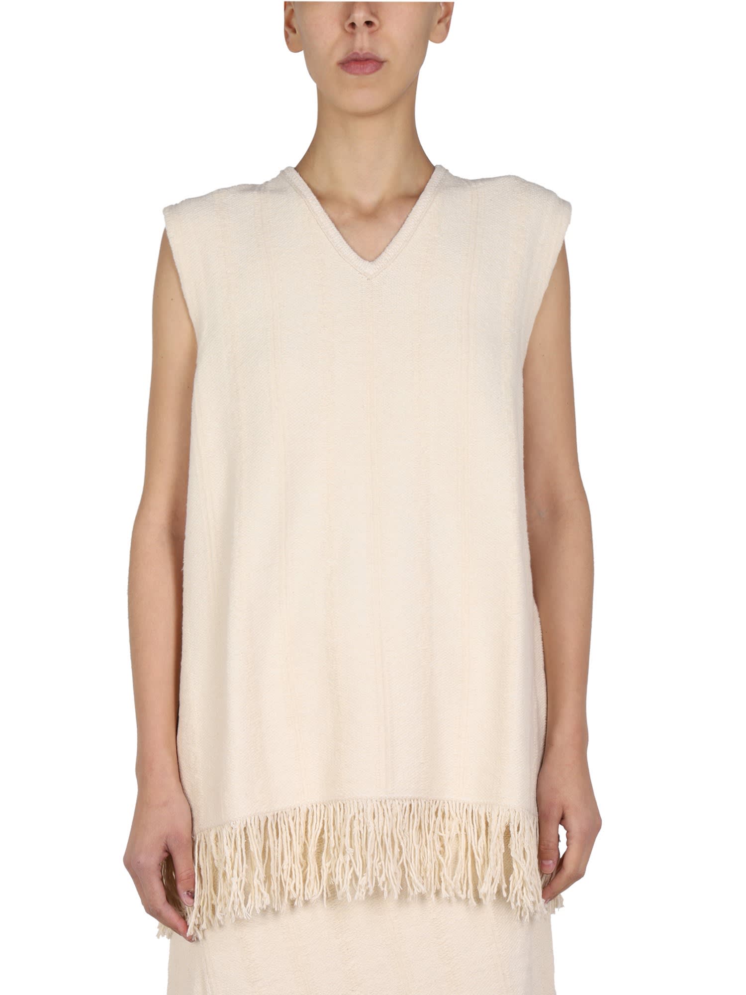 Fringed v-neck vest top