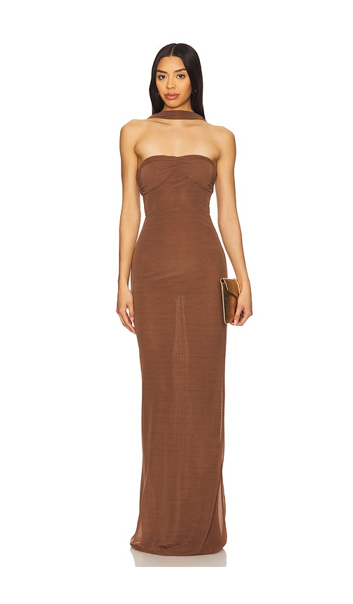 Camila Coelho ABENDKLEID TERESE in Brown. Größe XXS. Also in L, M, S