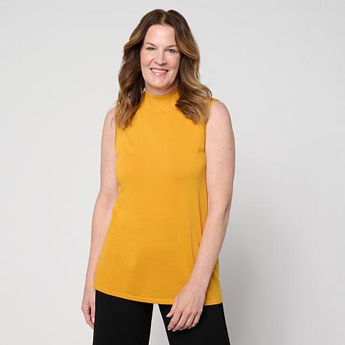 Sleeveless Mock Neck Sweater Knit - Yellow