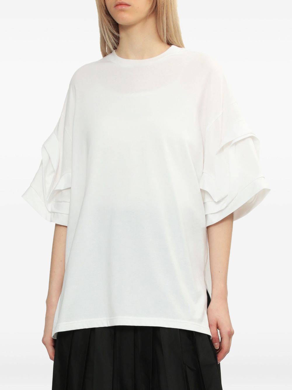 Layered-frill T-shirt - White