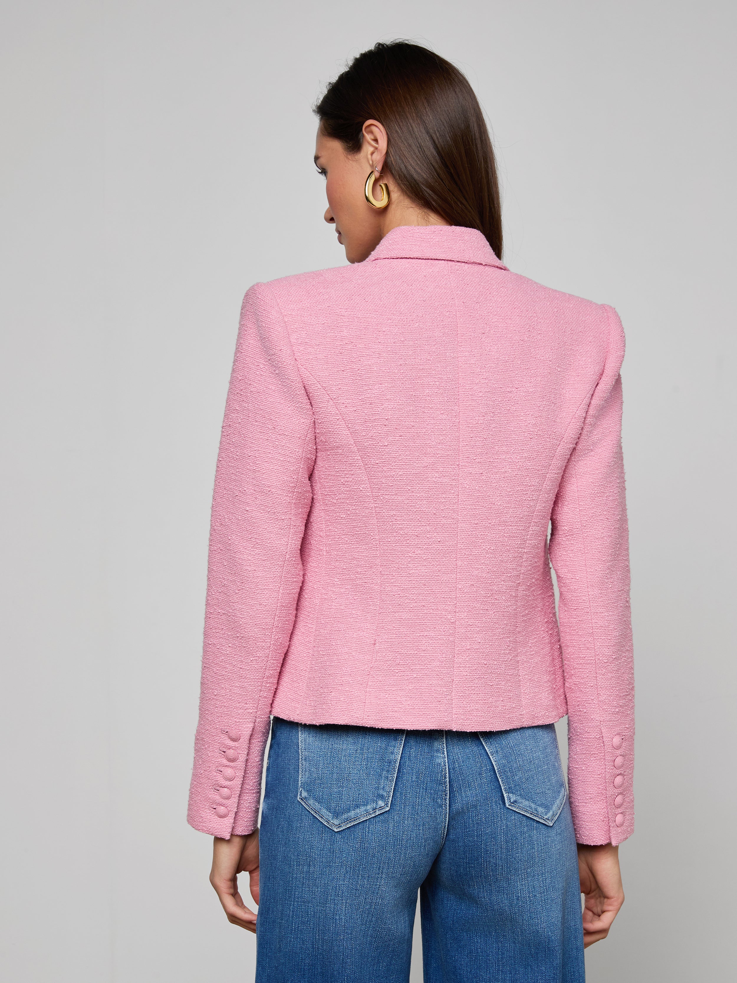 Brooke Tweed Blazer In Fondant Pink/pink Multi Romantic Rose