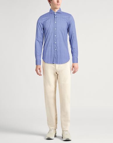 Man Shirt Blue Size 16 Cotton, Elastane