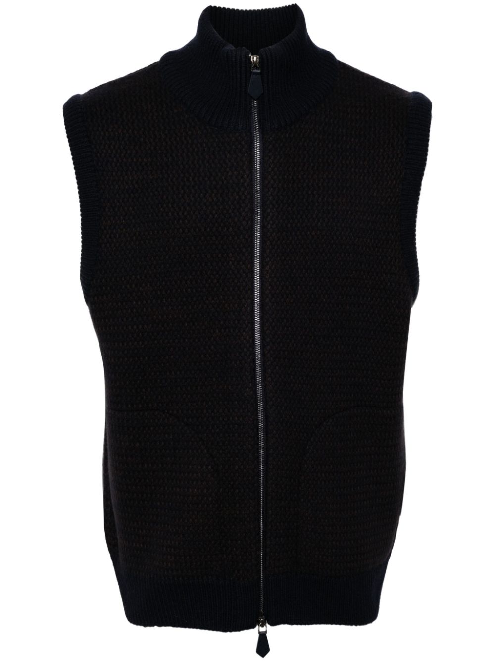 Zip-up wool vest - Blue