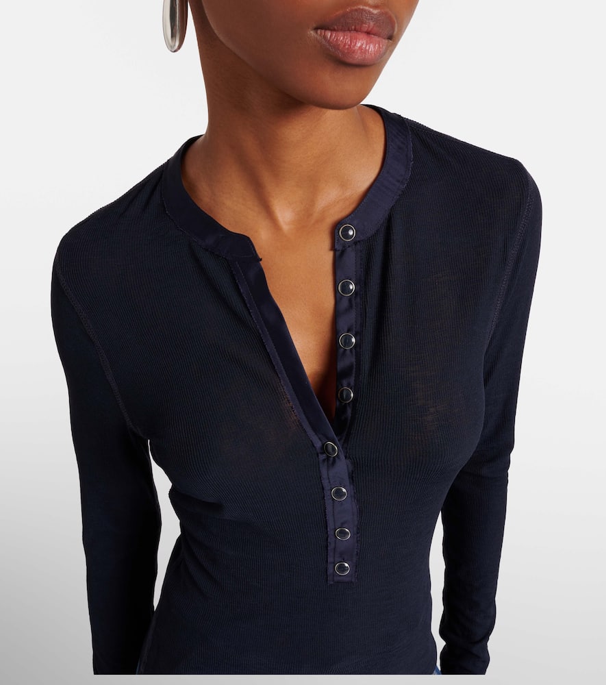 Drexler ribbed-knit Henley shirt