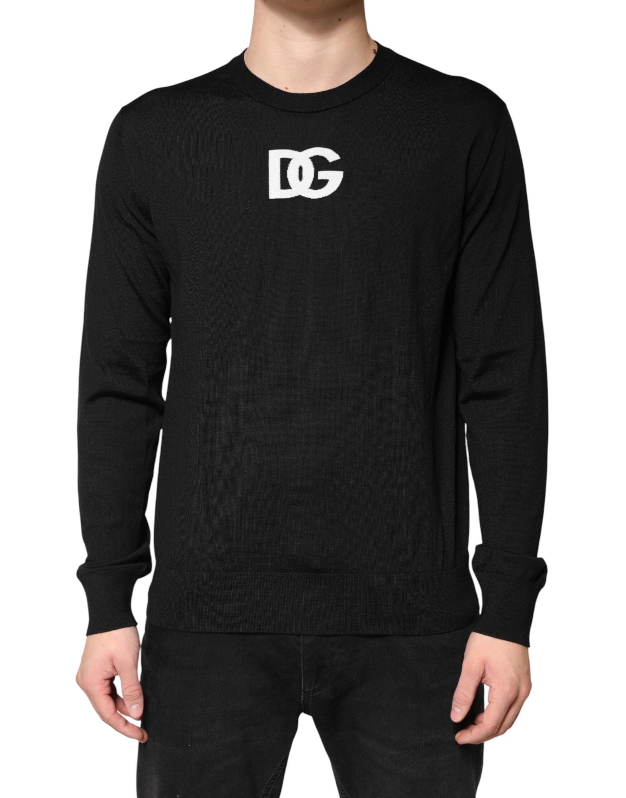 Logo-Embroidered Wool Sweatshirt — Black