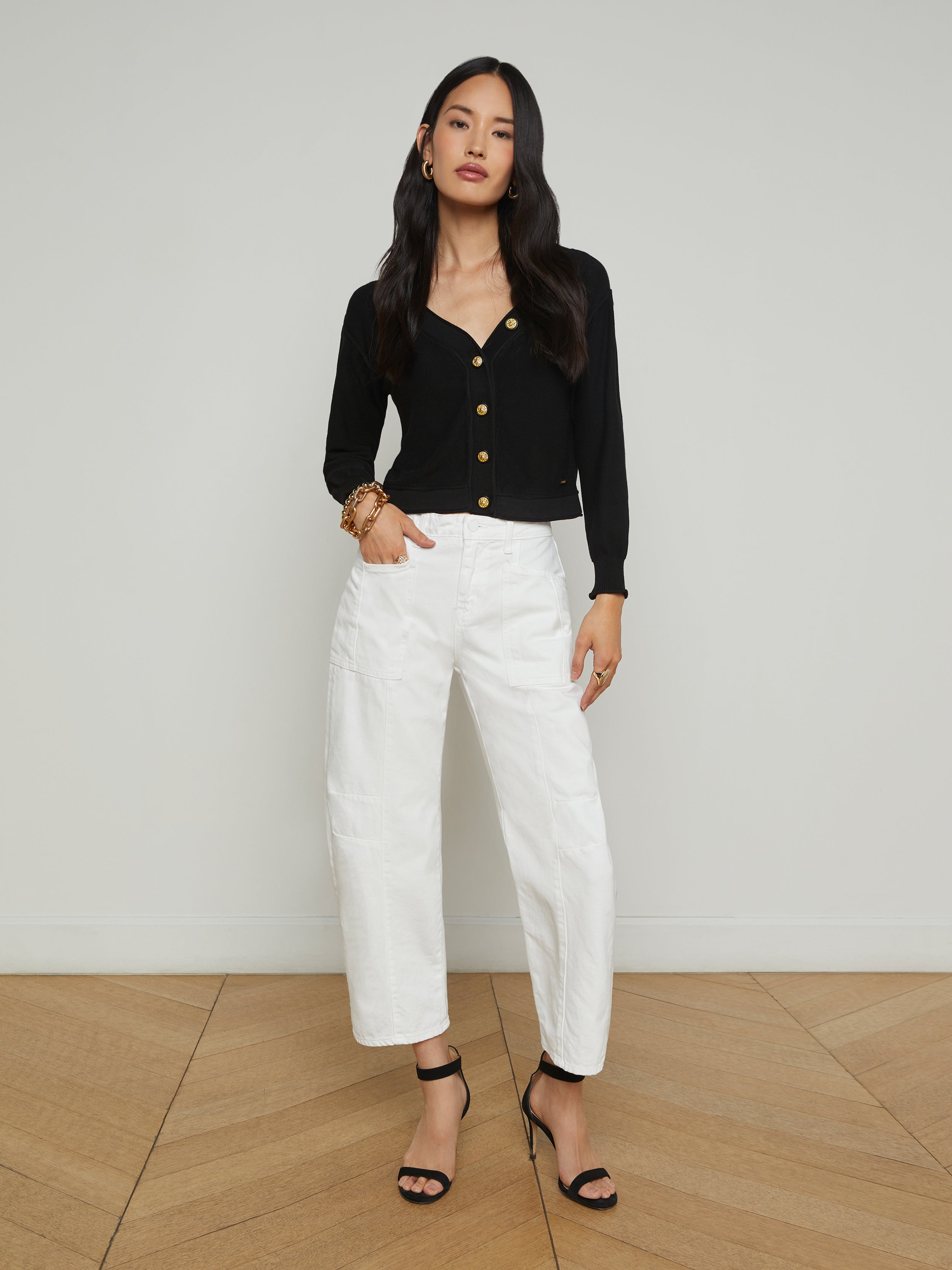 L'AGENCE Cody Barrel-Leg Jean In Blanc