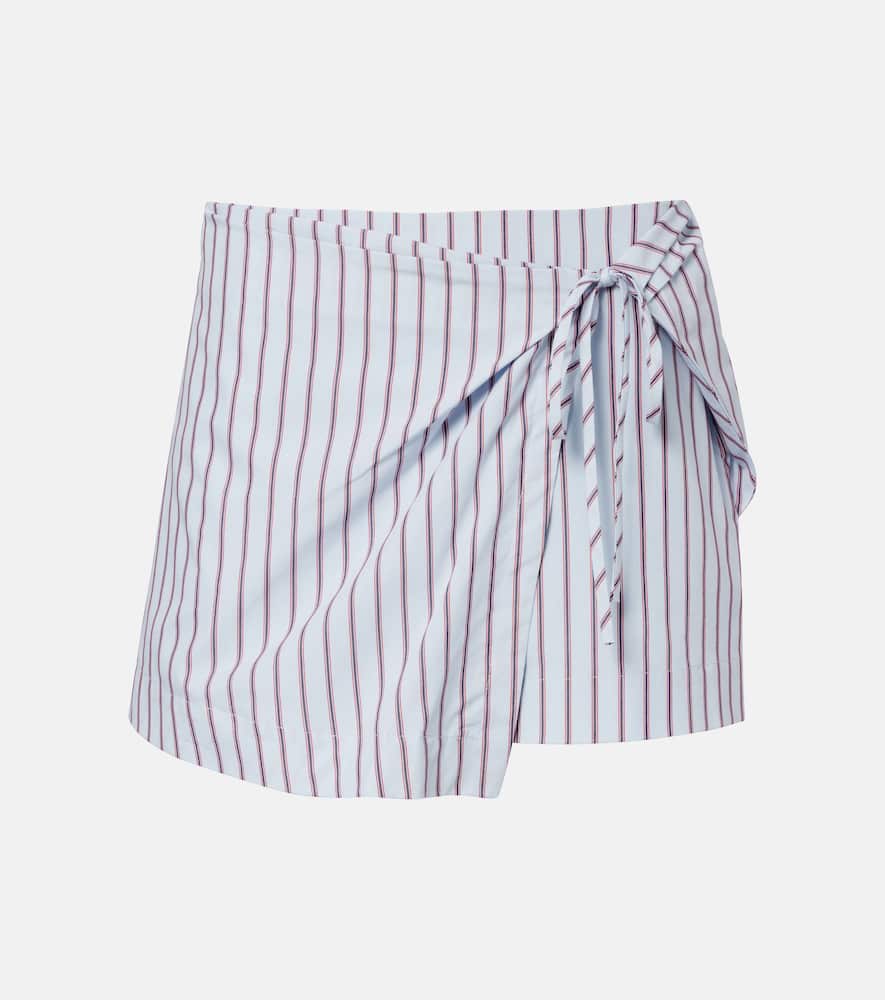 Pinstripe cotton-blend wrap skirt