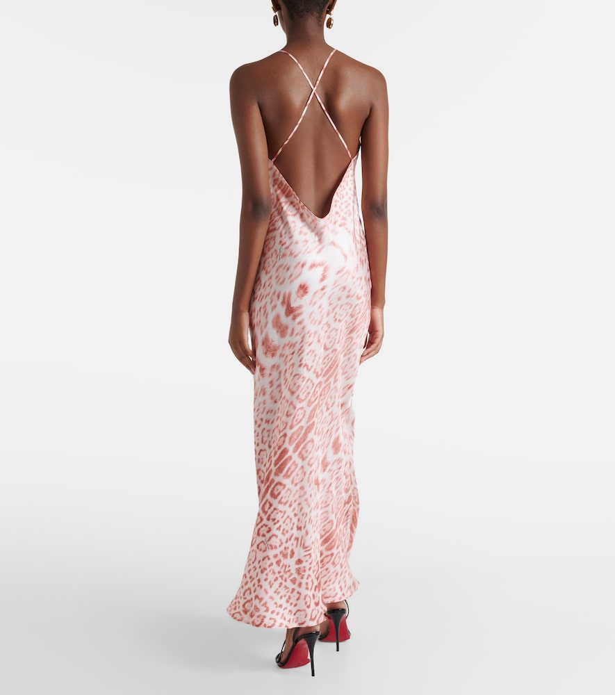 Leopard-print silk satin dress