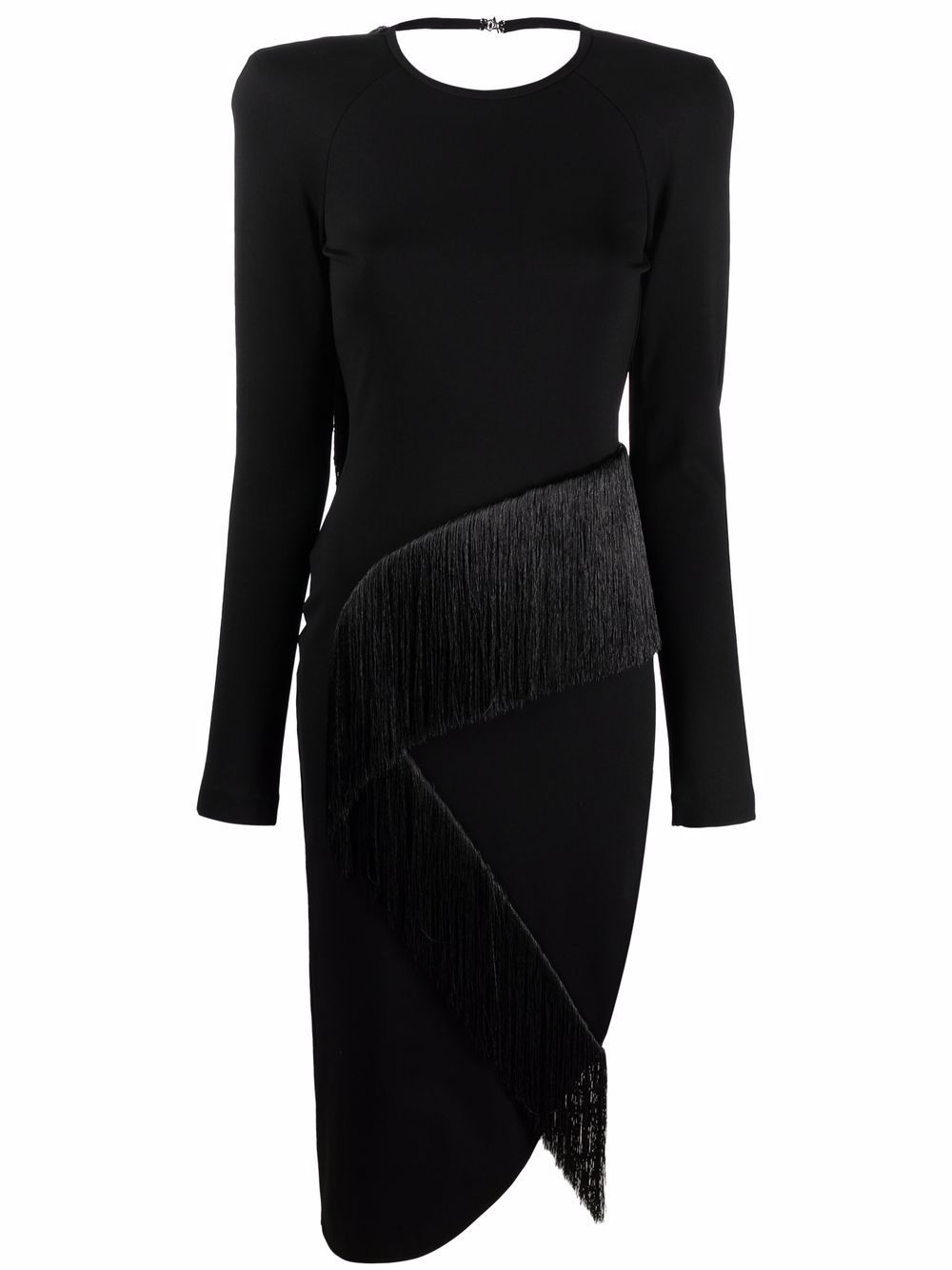 Panelled long-sleeved midi dress - Black