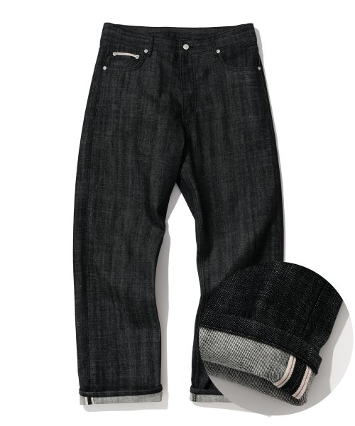 Selvedge denim pants raw black