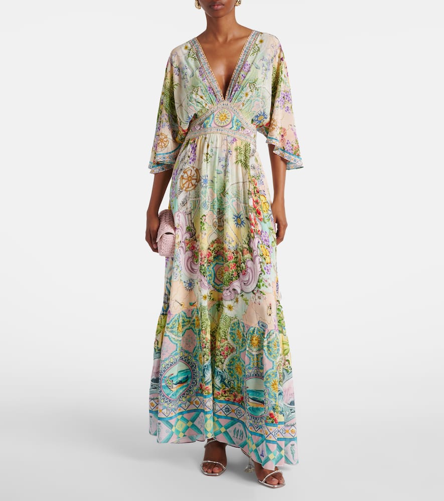 Just Coasting embellished silk maxi dress