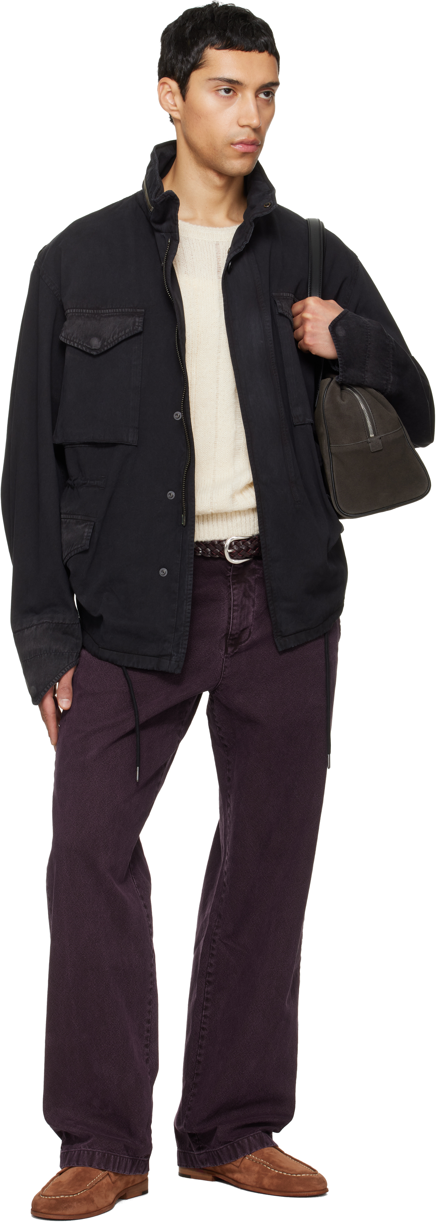 Black Garment Dyed Cotton Field Jacket