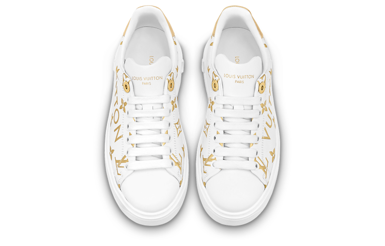 (WMNS) Time Out Sneakers 'White with Gold Monogram'
