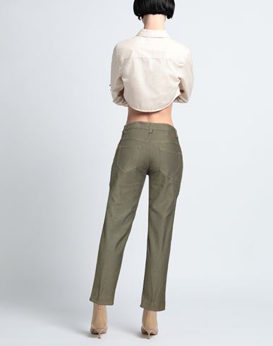 Virna Drò Woman Jeans Military green Size 4 Cotton, Elastane