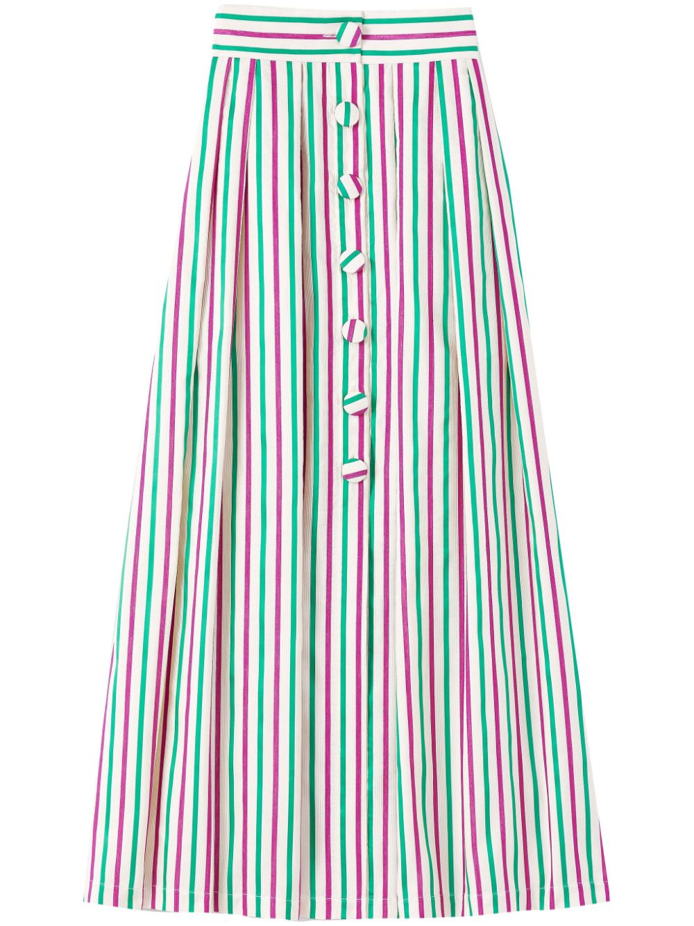 Striped buttoned skirt - Green