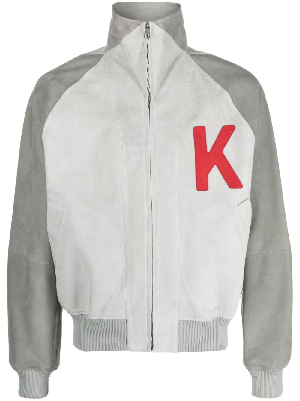 Elephant-print varsity jacket - Grey
